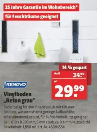 Hagebau Vinylboden „Beton grau Angebot