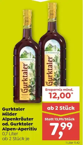 ADEG Gurktaler Milder Alpenkräuter od. Gurktaler Alpen-Aperitiv 0,7 Liter Angebot