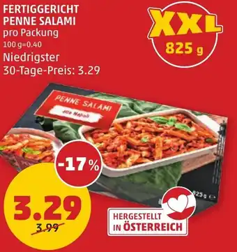 PENNY FERTIGGERICHT PENNE SALAMI Angebot