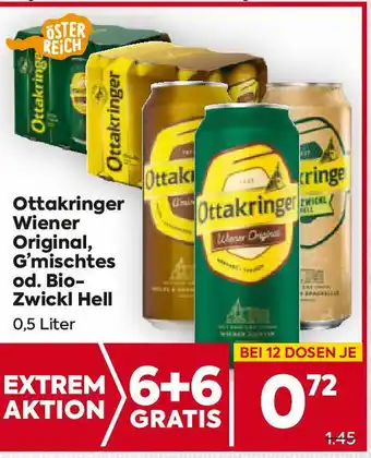 Billa Ottakringer Wiener Original, G'mischtes od. Bio- Zwickl Hell 0.5 Liter Angebot