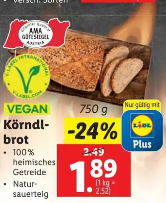 Lidl Körndl- brot 750g Angebot