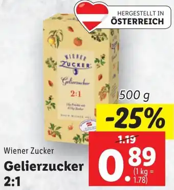 Lidl Wiener Zucker Gelierzucker 2:1 500g Angebot