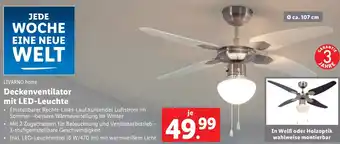 Lidl Deckenventilator mit LED-Leuchte Angebot