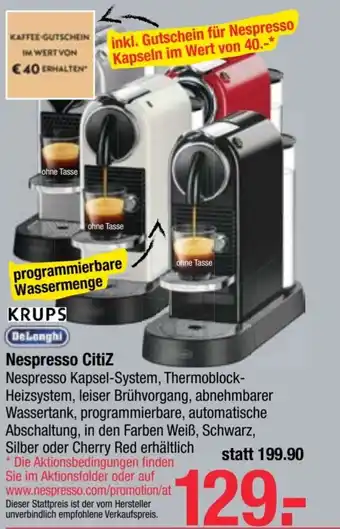 Maximarkt Nespresso Citiz Angebot