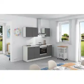 Möbelix Küchenzeile Base ohne Geräte 200 cm Weiß/Anthrazit Angebot