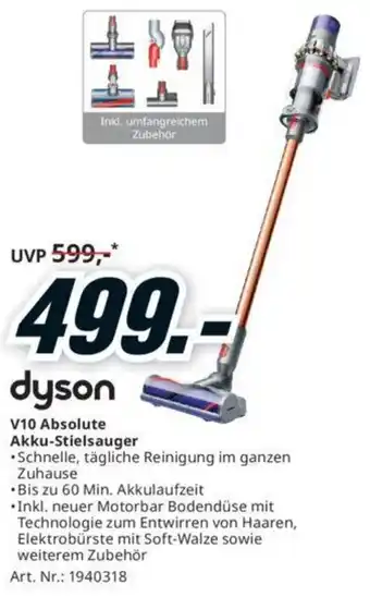 Media Markt dyson V10 Absolute Akku-Stielsauger Angebot