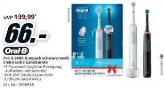 Media Markt Oral-B Pro 3-3900 Duopack schwarz/weiß Elektrische Zahnbürste Angebot
