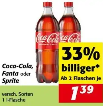 Nah&Frisch Coca-Cola, Fanta oder Sprite 1 l Angebot