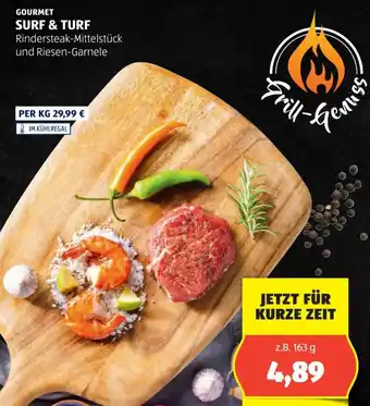 Hofer GOURMET SURF & TURF Rindersteak-Mittelstück und Riesen-Garnele Angebot