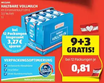 Hofer MILSANI HALTBARE VOLLMILCH Angebot