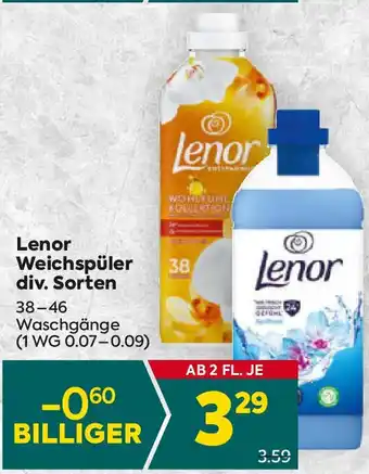 Billa Lenor Weichspüler div. Sorten Angebot