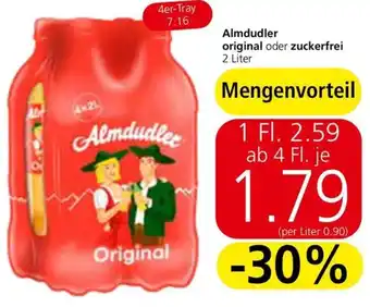 Spar Almdudler Original oder Zuckerfrei 2 Liter Angebot