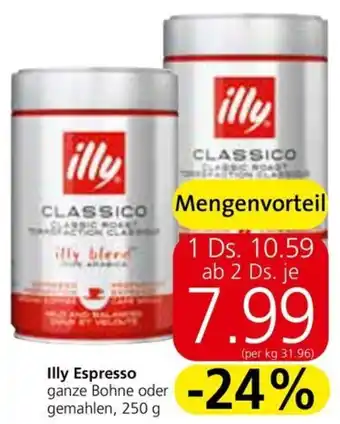 Spar Illy Espresso ganze Bohne oder gemahlen, 250 g Angebot