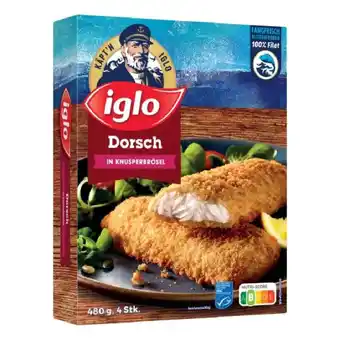 Eurospar iglo Dorsch natur oder paniert, Dorsch in Knusperbrösel, Zander Naturfilets, Premium Atlantik Lachs, Forelle Naturfilets oder Angebot