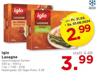 Unimarkt iglo Lasagne 330g- 400g Angebot