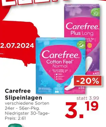 Unimarkt Carefree Slipeinlagen Angebot