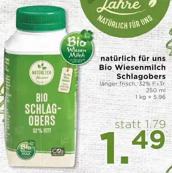 Unimarkt natürlich für uns Bio Wiesenmilch Schlagobers 250ml Angebot