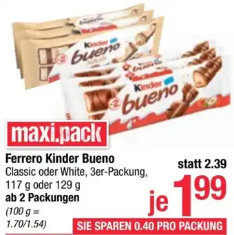 Maximarkt Ferrero Kinder Bueno Classic oder White 129g Angebot