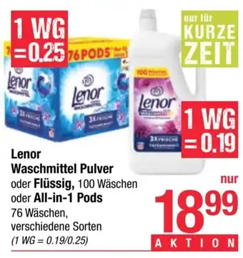 Maximarkt Lenor Waschmittel Pulver oder Flüssig, 100 Wäschen oder All-in-1 Pods 76 Wäschen, Angebot