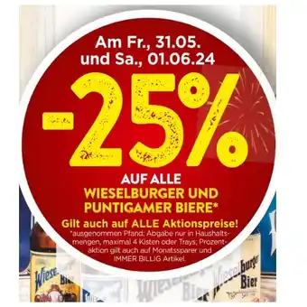 SPAR Gourmet 25% AUF ALLE WIESELBURGER UND PUNTIGAMER BIERE SPAR Gourmet Angebot