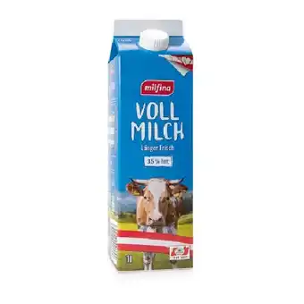 Hofer Milfina Längerfrische Vollmilch HOFER 1 Liter 1 Packung Angebot