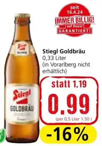 Spar Stiegl Goldbräu 0,33 Liter Angebot