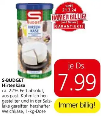 Spar S-BUDGET Hirtenkäse Angebot