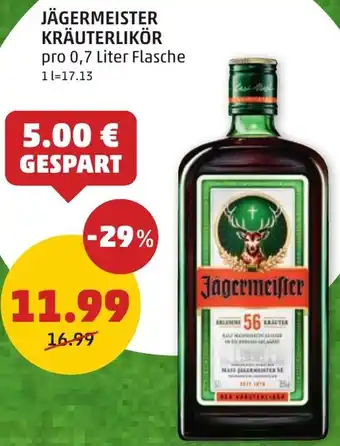 PENNY JÄGERMEISTER KRÄUTERLIKÖR 0,7 Liter Angebot
