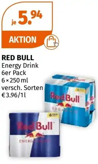 Müller RED BULL Energy Drink 6er Pack 6×250 ml Angebot
