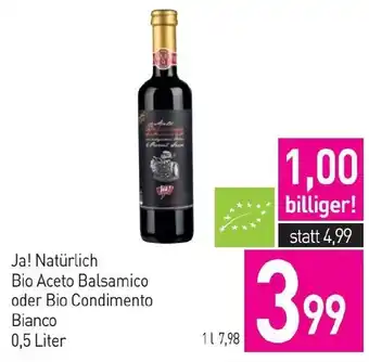 Sutterlüty Ja! Natürlich Bio Aceto Balsamico oder Bio Condimento Bianco 0,5 Liter Angebot