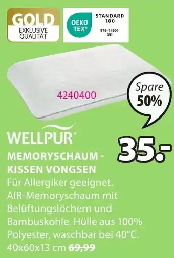 JYSK MEMORYSCHAUM - KISSEN VONGSEN Angebot