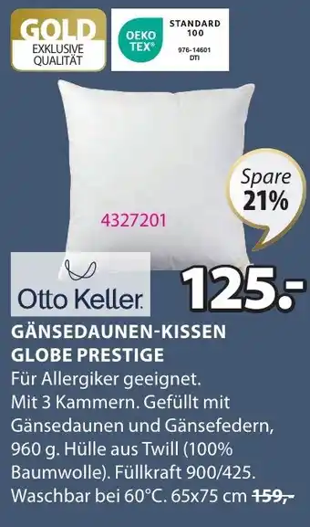 JYSK GÄNSEDAUNEN-KISSEN GLOBE PRESTIGE Angebot