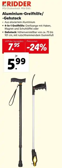Lidl Ridder Aluminum Greifhilfe Gehstock Angebot