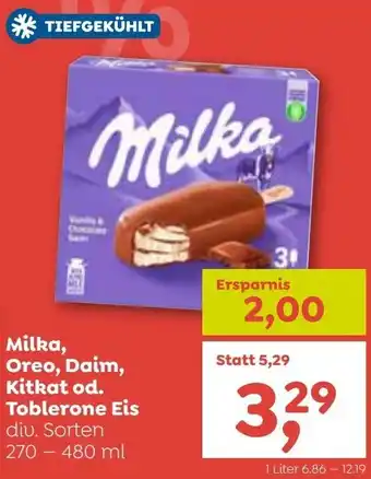 ADEG Milka, Oreo, Daim, Kitkat od. Toblerone Eis 270 - 480 ml Angebot