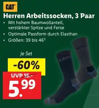 Lidl CAT Herren Arbeitssocken, 3 Paar Angebot