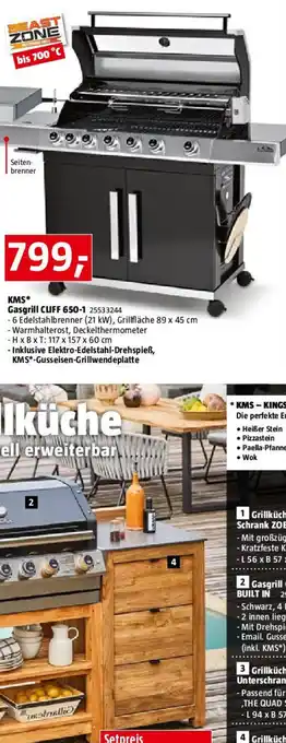 Bauhaus Kingstone KMS Gasgrill CLIFF 650-1 Angebot