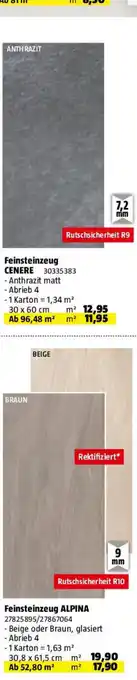 Bauhaus Feinsteinzeugfliese Alpina Angebot