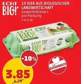 PENNY ECHT 10 EIER AUS BIOLOGISCHER LANDWIRTSCHAFT Angebot
