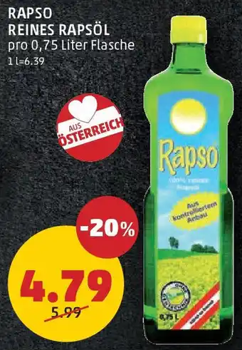 PENNY RAPSO REINES RAPSÖL 0.75 Liter Angebot