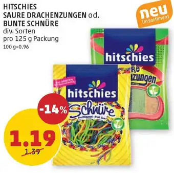 PENNY HITSCHIES SAURE DRACHENZUNGEN od. BUNTE SCHNÜRE 125g Angebot