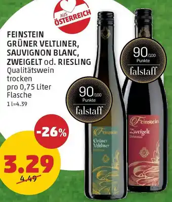 PENNY FEINSTEIN GRÜNER VELTLINER, SAUVIGNON BLANC, ZWEIGELT od. RIESLING 0.75 Liter Angebot