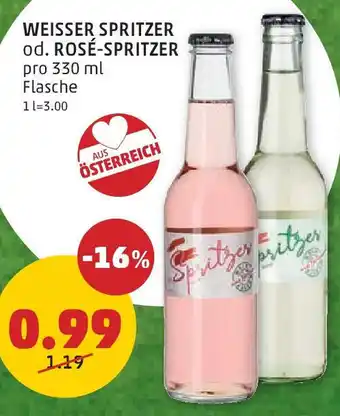 PENNY WEISSER SPRITZER od. ROSÉ-SPRITZER 330ml Angebot