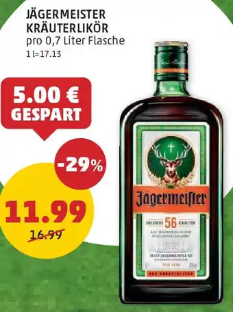 PENNY JÄGERMEISTER KRÄUTERLIKÖR 0,7 Liter Angebot