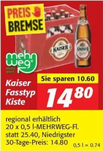 Nah&Frisch Kaiser Fasstyp Kiste 20 x 0.5L Angebot