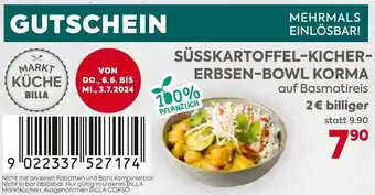 Billa SÜSSKARTOFFEL-KICHER-ERBSEN-BOWL KORMA Angebot