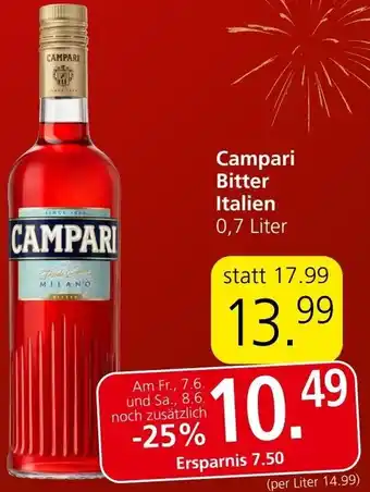 Spar Campari Bitter Italien 0,7 Liter Angebot