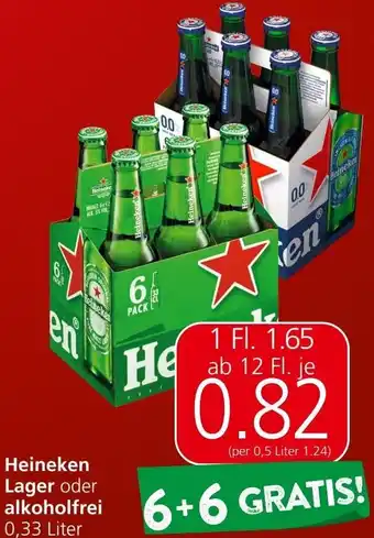 Spar Heineken Lager oder alkoholfrei 0,33 Liter Angebot