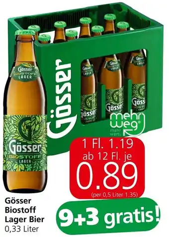Spar Gösser Biostoff Lager Bier 0,33 Liter Angebot