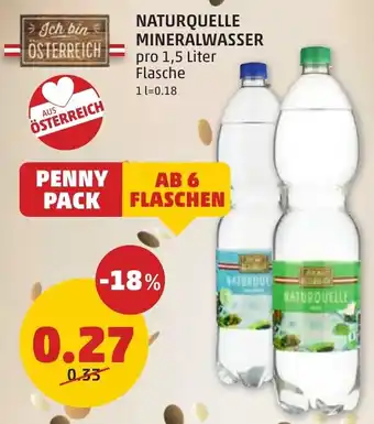 PENNY NATURQUELLE MINERALWASSER pro 1,5 Liter Angebot