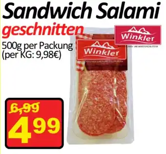Wurstico Sandwich Salami geschnitten 500g Angebot